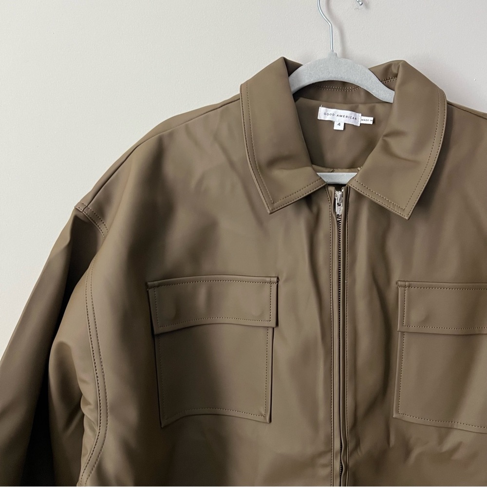 Good American Leather Chore Jacket in Fog - Picture 7 of 11